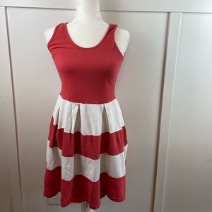 Coral and whit striped Duffield Lane dress